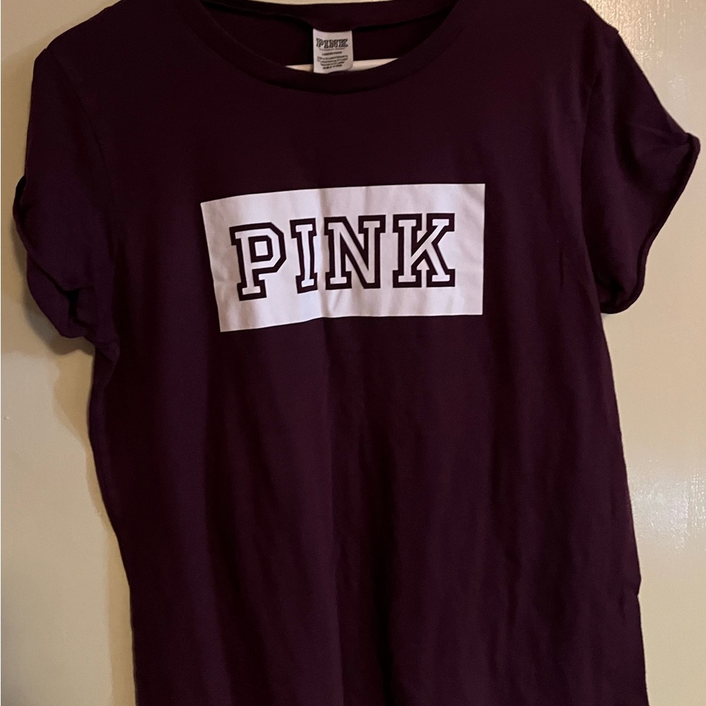 Burgundy PINK Logo T-Shirt size L